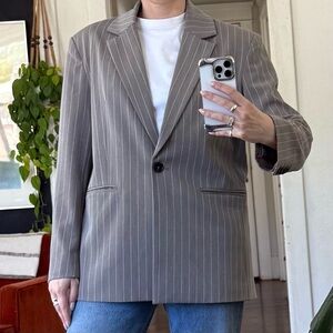 Reformation Grey Pinstripe Blazer